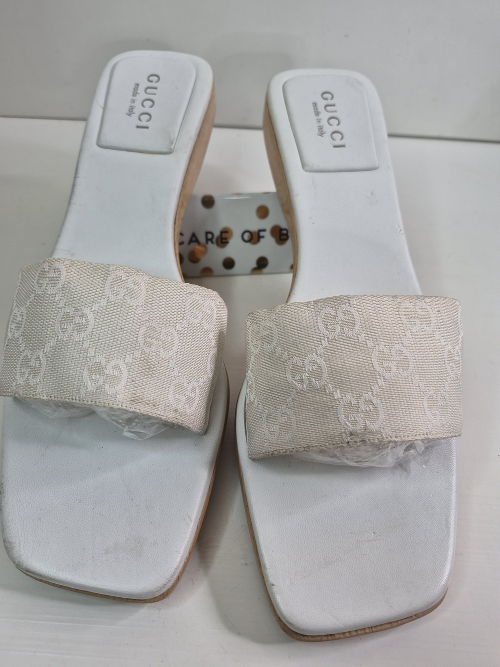 Gucci Women's Cream Logo Slide Sandals